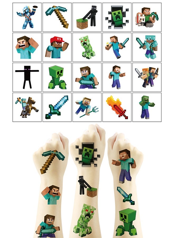 Minecraft Tattoos Party Favors Bundle ~ 40 Perforated Individual 2" x 2" Minecraft Temporary Tattoos for Kids Boys Girls (Minecraft Party Supplies) - Image 1